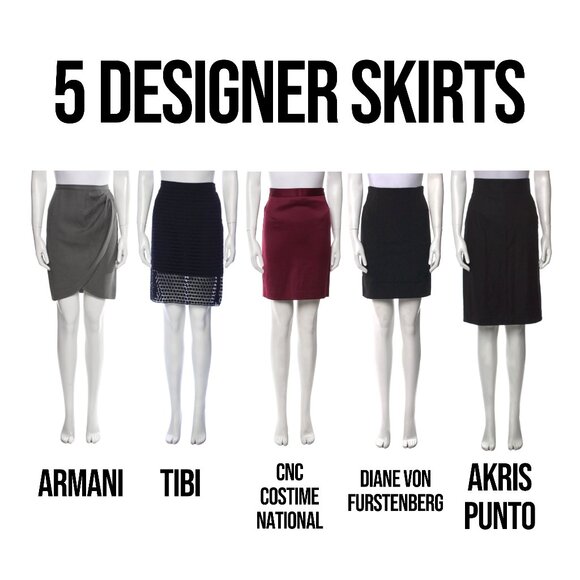 Set of 5 Designer Pencil Skirts for Size XS in Excellent Condition